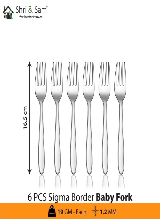 Shri & Sam Stainless Steel Sigma Border Baby Fork, 6 Pieces - Image 2